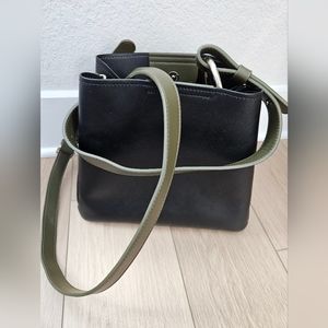 Black Purse with Green Handle